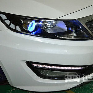 武汉起亚K5车灯改装原厂Q5透镜 全新飞利浦D1S LED恶魔眼