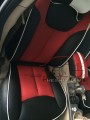 郑州汽车荣威内饰个性改装，酒红色搭配黑色座椅改装包皮