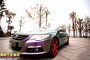 大众CC车身改色贴膜紫色变色龙+轮毂喷膜红色——郴州市皇家音响